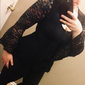 Hot Topic Mesh Bell Sleeve Skull Blouse - Size L